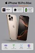 Смартфон Apple iPhone 16 Pro Max  256 ГБ (eSIM+nano SIM), Desert Titanium