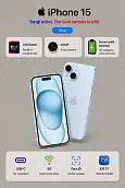 Смартфон Apple iPhone 15 128 ГБ (eSIM, nano SIM), Blue