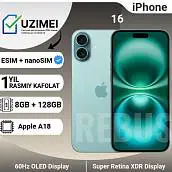 Смартфон Apple iPhone 16 128 ГБ (nanoSim+eSim), Teal