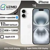 Смартфон Apple iPhone 16 128 ГБ (nanoSim+eSim), White