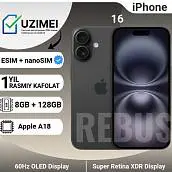 Смартфон Apple iPhone 16 128 ГБ (nanoSim+eSim), Black